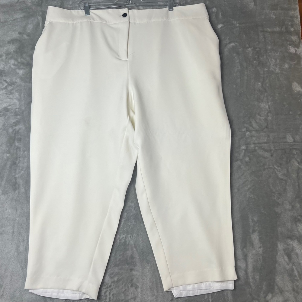Jessica London White Cropped Pants Elastic Waist Plus Size 28W